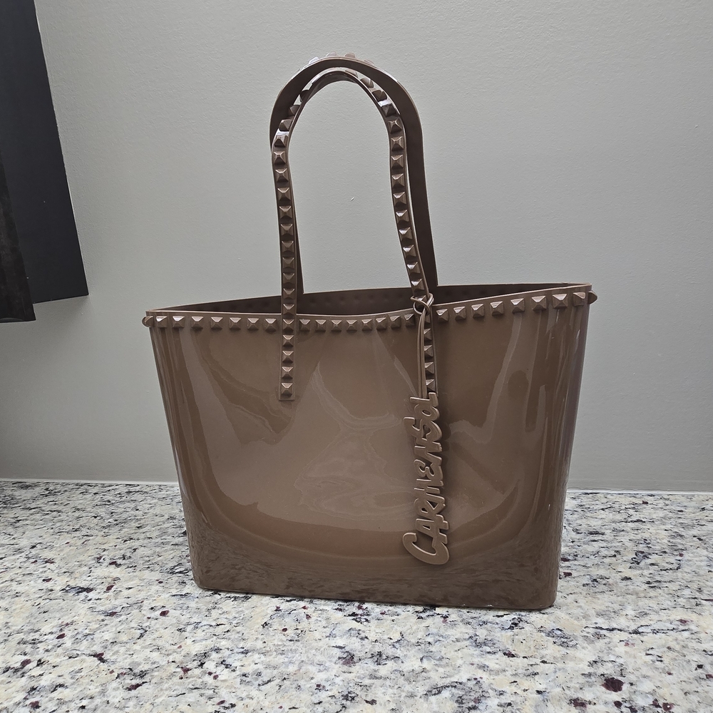 Carmen Sol Angelica Large Brown Tote Jelly Studded PVC Tote Bag. - Picture 10 of 16
